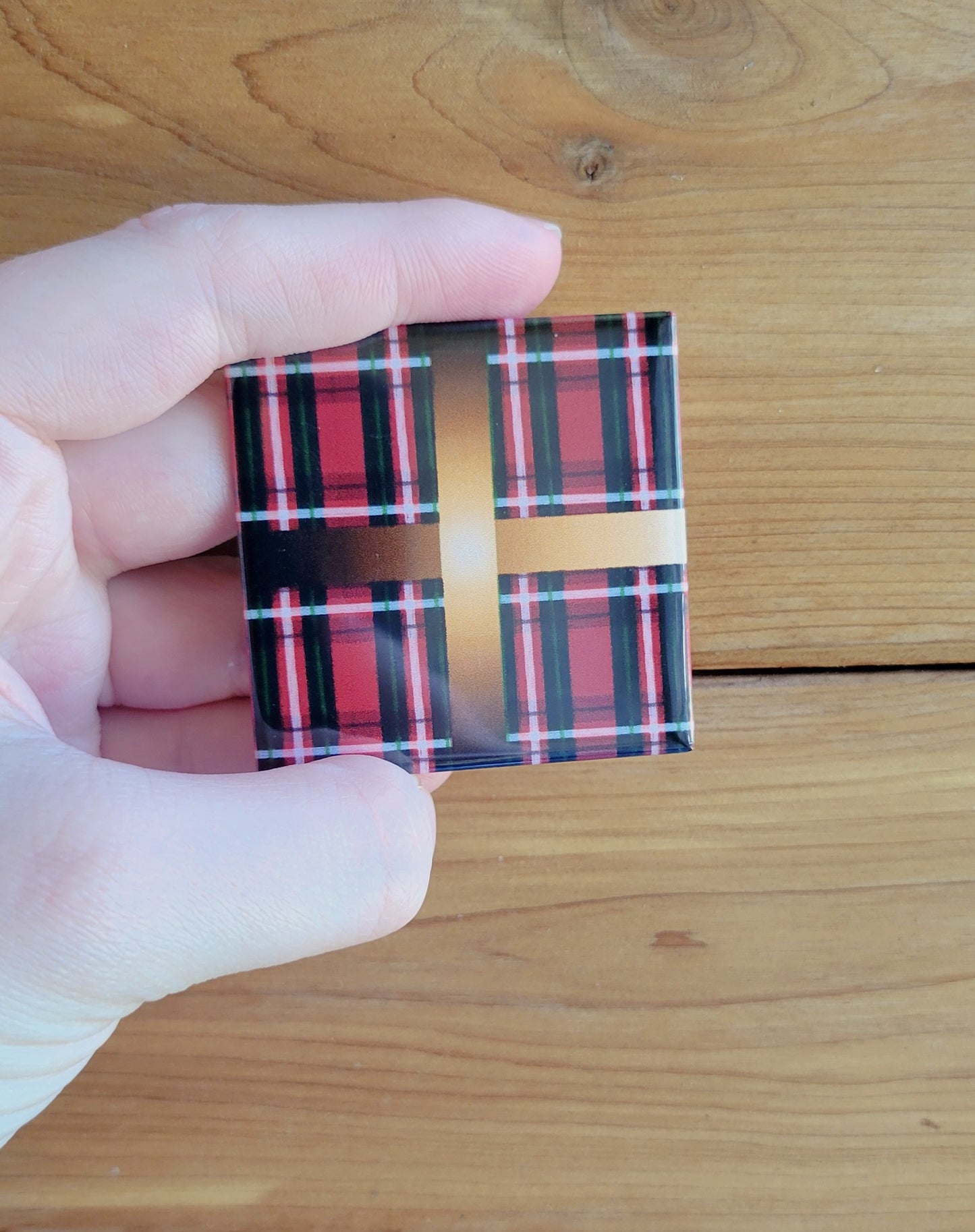 Red Plaid Gift Fridge Magnet