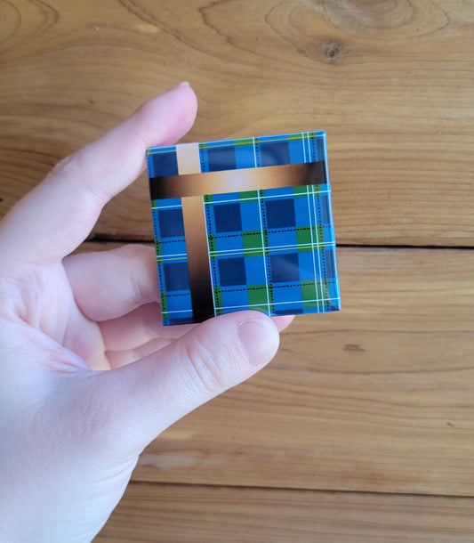 Blue Plaid Gift Fridge Magnet