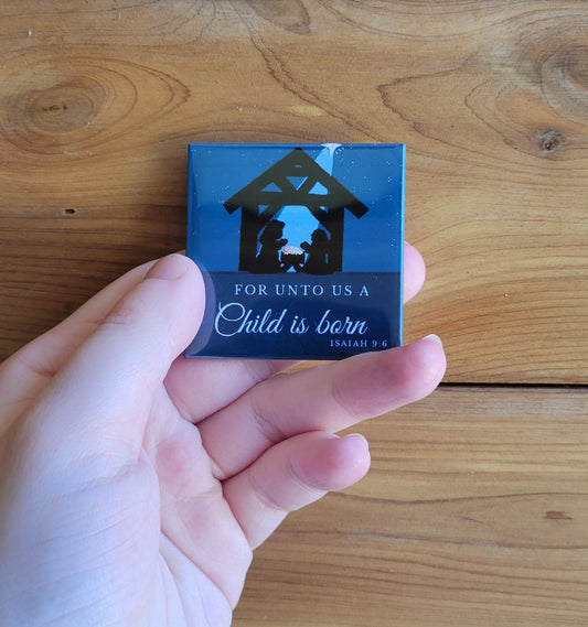 Child is Born Nativity Fridge Magnet